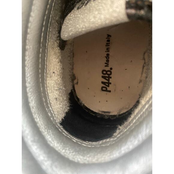 P448 / Ivory Snake-Print Soft Brown Shoelaces Skate High Top size 41/ US 10 - Picture 9 of 10